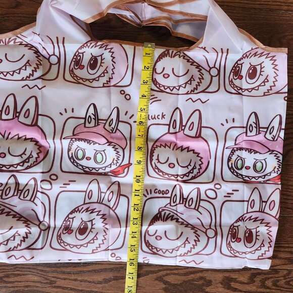 Labubu Pink  Foldable Reusable Shopping Bag with Small Pouch – Nylon - Picture 3 of 10